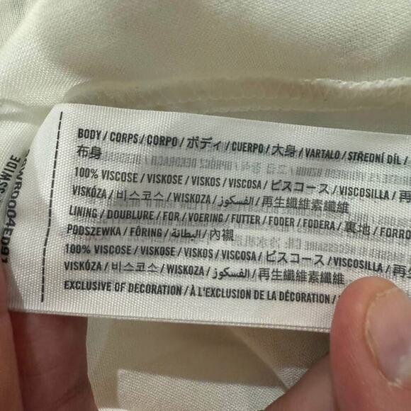 Abercrombie & Fitch Striped Wrap Mini Dress Womens XS White Tie Waist Ruffle Hem - Picture 6 of 9